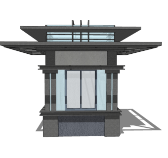 现代岗亭SU模型，岗亭SKB文件下载