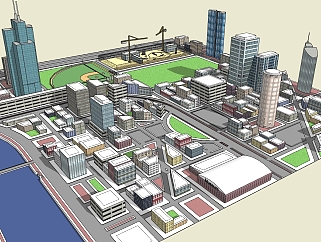 现代城市规划<em>设计</em>草图大师模型，城市规划<em>sketchup</em>模型