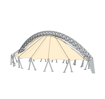 现代张拉膜雨棚草图大师模型，张拉膜雨棚skp文件下载