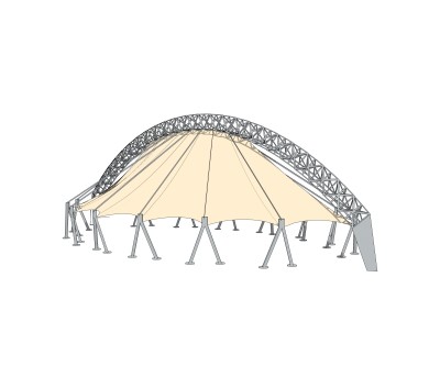 现代张拉膜雨棚草图大师模型，张拉膜雨棚skp文件下载
