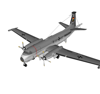 现代Atlantic大西洋反潜机草图大师模型，反潜机sketchup模型下载。