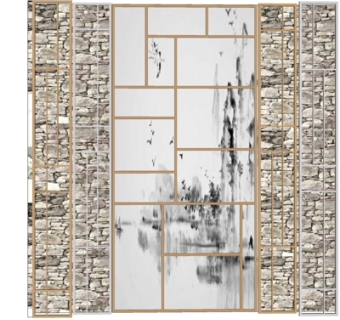 精品中式电视背景墙SU模型集下载