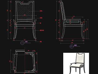 新中式家具椅子餐椅图库CAD图纸