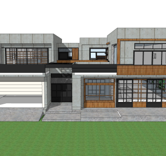 现代风格别墅草图大师模型下载，别墅SKP模型下载