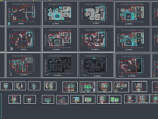 现代三层别墅CAD设计施工图，别墅施工图下载