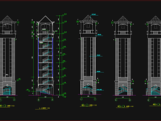 观景亭建筑施工图，亭子CAD建筑图纸下载