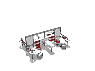 办公桌草图大师模型，办工桌skp模型，办工桌su素材下载