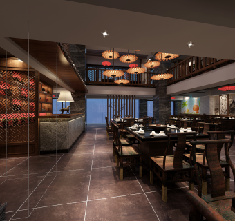 中式餐厅全套CAD施工图，餐厅CAD建筑工程图纸下载