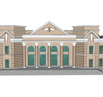 欧式商务建筑会所，sketchup建筑模型免费下载