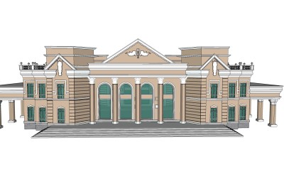 欧式商务建筑会所，sketchup建筑模型免费下载