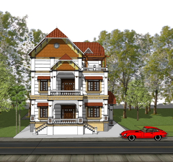 欧式别墅SU模型，别墅SKP模型下载