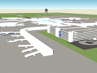 现代<em>机场</em>草图大师模型，<em>机场</em>sketchup模型