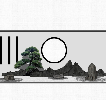 中式枯山水园艺小品草图大师模型，室外造型景观设计sketchup模型免费下载