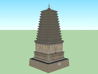 中式景观塔su模型下载、佛塔草图大师模型下载