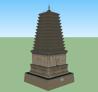 中式景观塔su模型下载、佛塔草图大师模型下载
