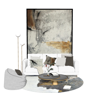 现代轻奢沙发组合su模型，沙发草图大师模型下载