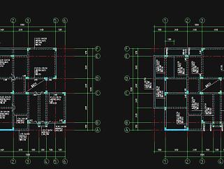 三层异形柱框架别墅结构设计施工图，别墅CAD设计图纸下载
