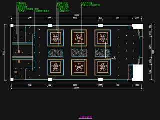 茶楼多功能厅详细施工图，CAD平面布置图
