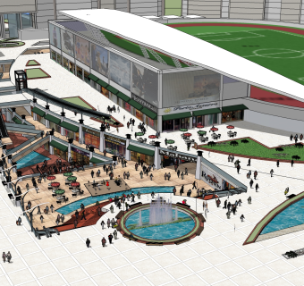 现代商业街草图大师模型，商业综合体sketchup模型免费下载