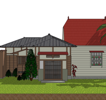 日韩式风格别墅su模型下载、日韩式风格别墅草图大师模型下载