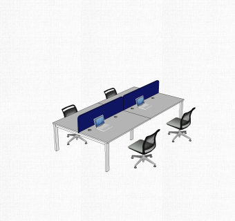 现代简约办公桌su模型，办公桌草图大师模型下载
