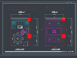 火锅城包房室内设计，餐饮CAD施工图纸下载