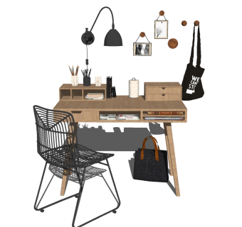 现代书桌草图大师模型下载、现代书桌su模型下载