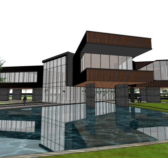 现代售楼处skb模型分享，售楼中心SU模型下载