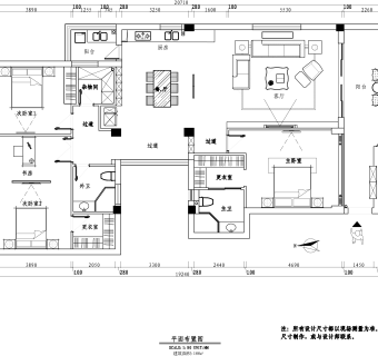 祥细客厅家装户型图三居CAD，免费下载