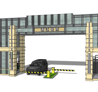 欧式入口大门草图大师模型下载，入口大门SU模型分享