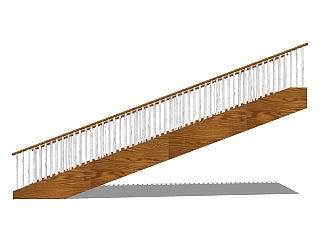 现代实木单跑楼梯草图大师模型，实木单跑楼梯sketchup模型免费下载