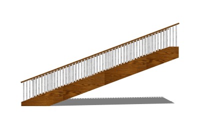 现代实木单跑楼梯草图大师模型，实木单跑楼梯sketchup模型免费下载