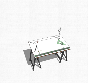 现代简约办公桌su模型，办公桌skp模型下载