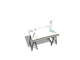 现代简约办公桌su模型，办公桌skp模型下载