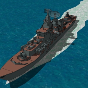 现代军舰草图大师模型，军舰sketchup模型
