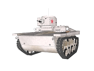 <em>苏联</em>T-37两栖侦查坦克su模型，坦克草图大师模型下载