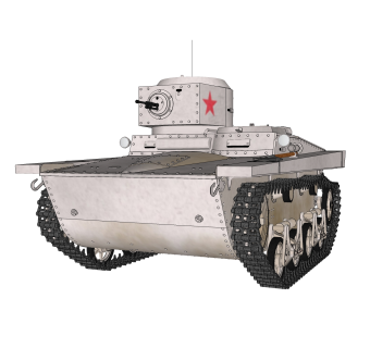 苏联T-37两栖侦查坦克su模型，坦克草图大师模型下载