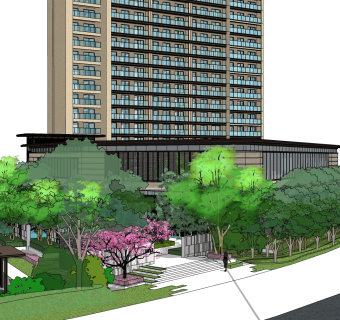 现代售楼处建筑方案草图大师模型，售楼部建筑sketchup模型免费下载