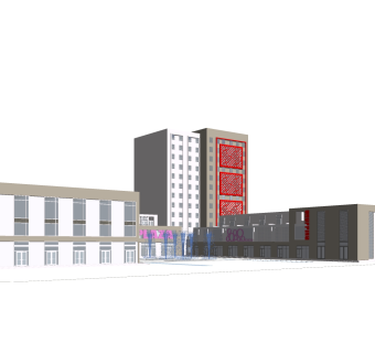 现代商业广场草图大师模型，商业广场sketchup模型免费下载