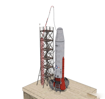现代航天器火箭草图大师模型，火箭sketchup模型下载