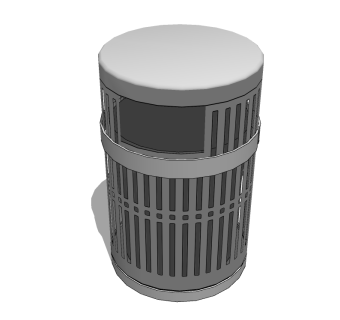 现代金属垃圾桶草图大师模型，垃圾桶SU模型下载