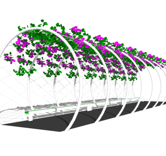 欧式铁艺拱形廊架草图大师模型，铁艺拱形廊架sketchup模型下载