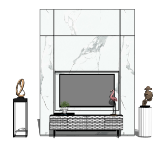 新中式电视柜草图大师模型，电视柜su模型下载