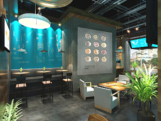 现代西餐咖啡店施工图CAD图纸，餐厅cad设计图纸下载
