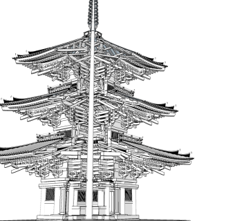 日式古建塔楼草图大师模型下载、古建塔楼su模型下载