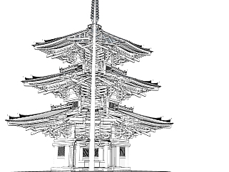 日式古建塔楼草图大师模型下载、古建塔楼su模型下载