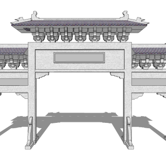中式古建牌坊草图大师模型下载、古建牌坊su模型下载