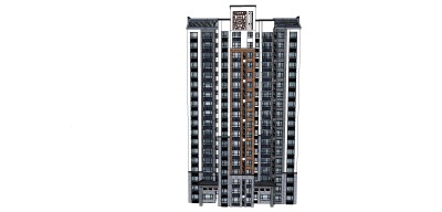 中式高层住宅楼sketchup模型下载，居民住宅楼草图大师模型