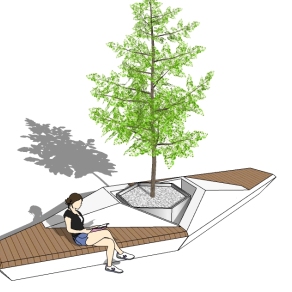 树池坐凳草图大师模型，树池坐凳SU模型下载