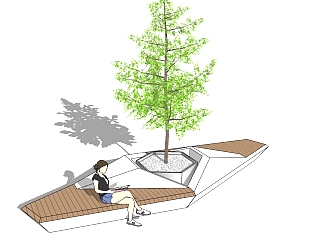 树池坐凳草图大师模型，树池坐凳SU模型下载